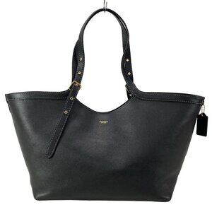 Auth COACH - CAM00 Black Leather Tote Bag